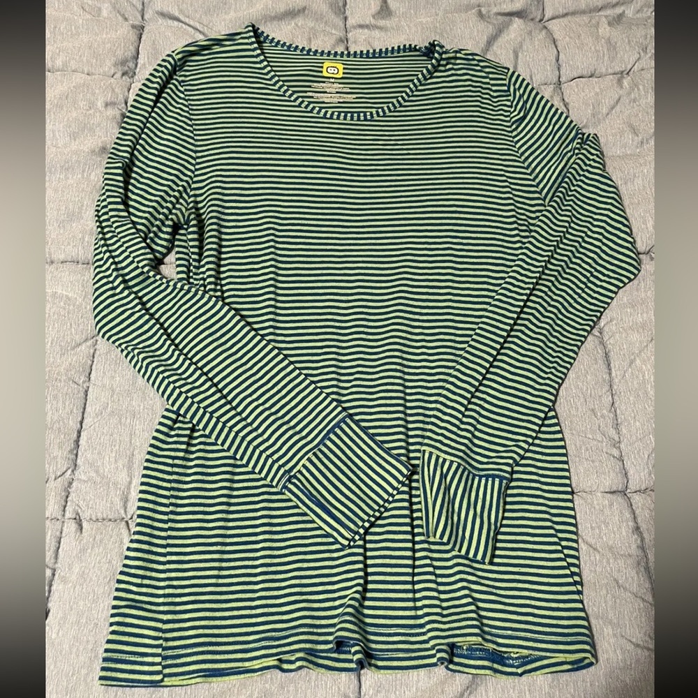 Wonder Wink silky long sleeve shirt women's green navy M